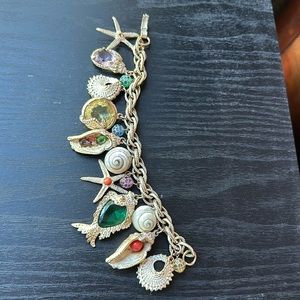 Chunky Gold Tone Beach Bracelet with Gems